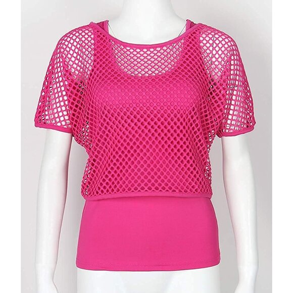 Women Neon Off Shoulder T-Shirt 80s Costume Casual Lightweight Plus Size - Picture 2 of 5